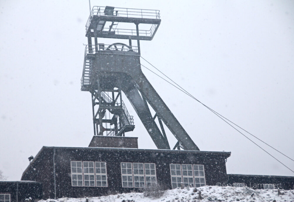 Das Bergwerk Rammelsberg im Harz schneeverweht, Rammelsberg Museum Goslar Highlights