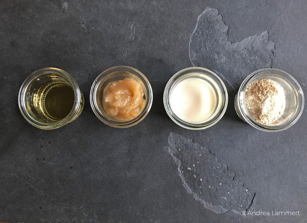 Ei ersetzen im Rezept, Eiersatz mit Sojamehl, Apfelmus, Apfelessig